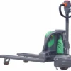 EKKO EP15SLi Semi-Electric Pallet Jack 3300 lb Capacity 2 Side view of the Ekko EP18SLI pallet jack, showcasing its sleek design and the positions of controls and battery.