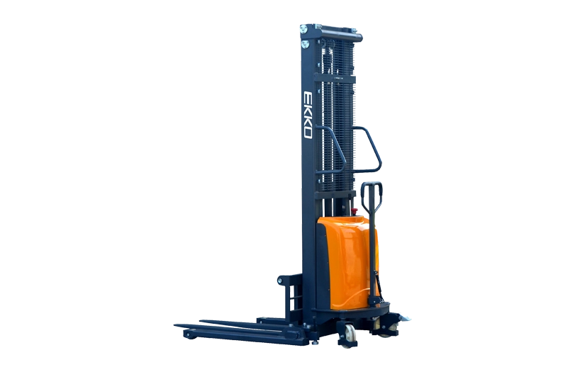 EKKO EA15D Semi-Electric Straddle Stacker 3300lbs. Cap., 138" Height