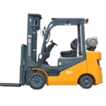 Side view of an EKKO EK30SLP forklift showing the operator cabin and side of the mast.